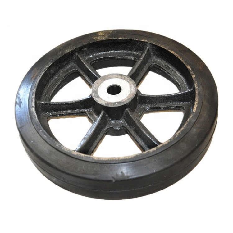 Heavy duty industrial caster wheels 12 rubber strip cast iron  wheels