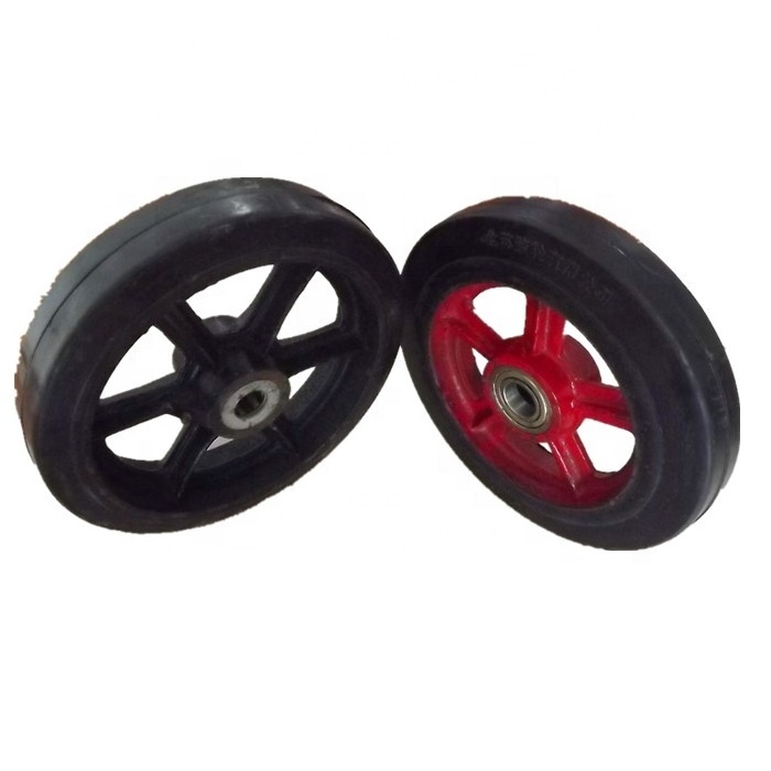 Heavy duty industrial caster wheels 12 rubber strip cast iron  wheels