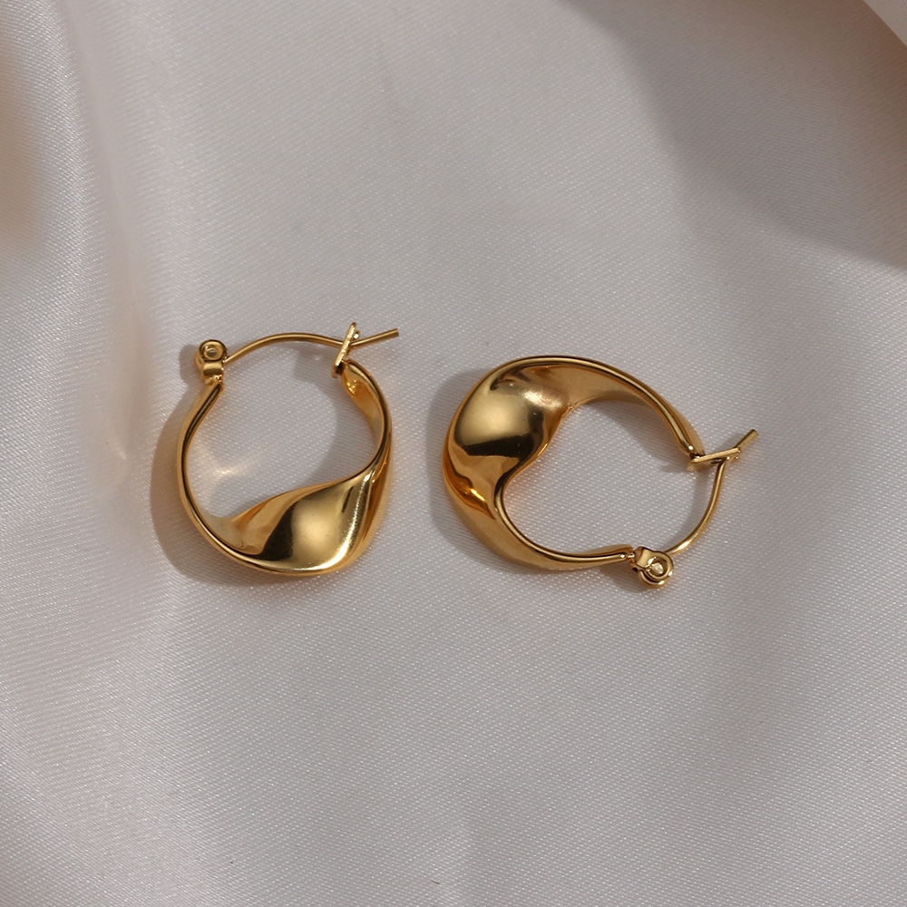 Vintage Irregular Hoop Earring 18k Gold Plated Stainless Steel Tarnish Free Wholesale Designer Inspired Earrings