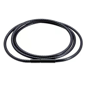 1mm 1.5mm 2mm 3mm Black Necklace Cord Leather Cord Wax Rope Chain With Stainless Steel Clasp For Men Women DIY Necklace Making