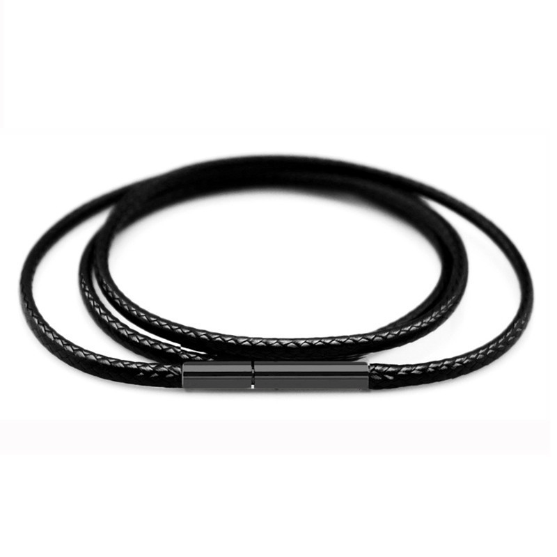 1mm 1.5mm 2mm 3mm Black Necklace Cord Leather Cord Wax Rope Chain With Stainless Steel Clasp For Men Women DIY Necklace Making