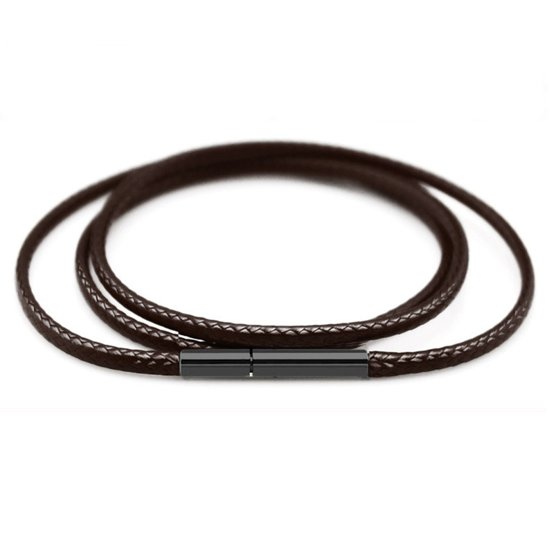 1mm 1.5mm 2mm 3mm Black Necklace Cord Leather Cord Wax Rope Chain With Stainless Steel Clasp For Men Women DIY Necklace Making