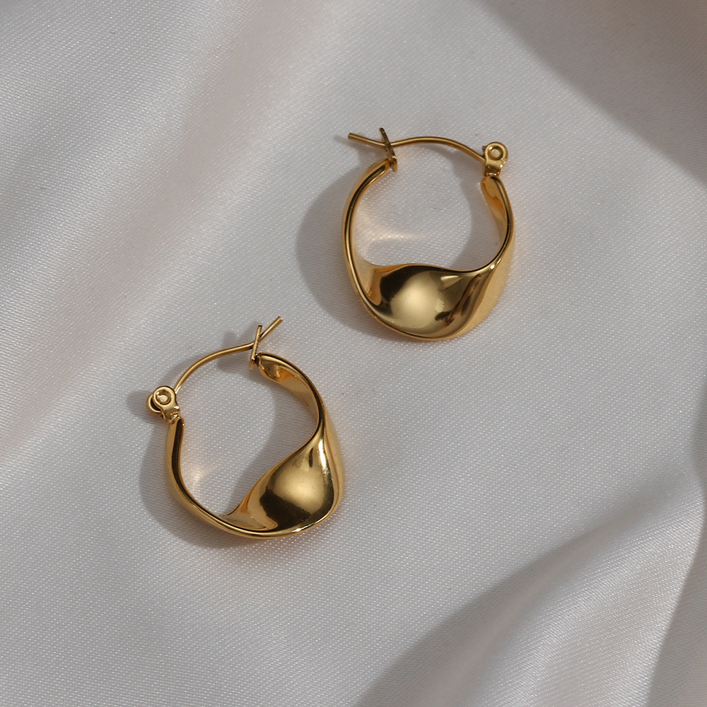 Vintage Irregular Hoop Earring 18k Gold Plated Stainless Steel Tarnish Free Wholesale Designer Inspired Earrings