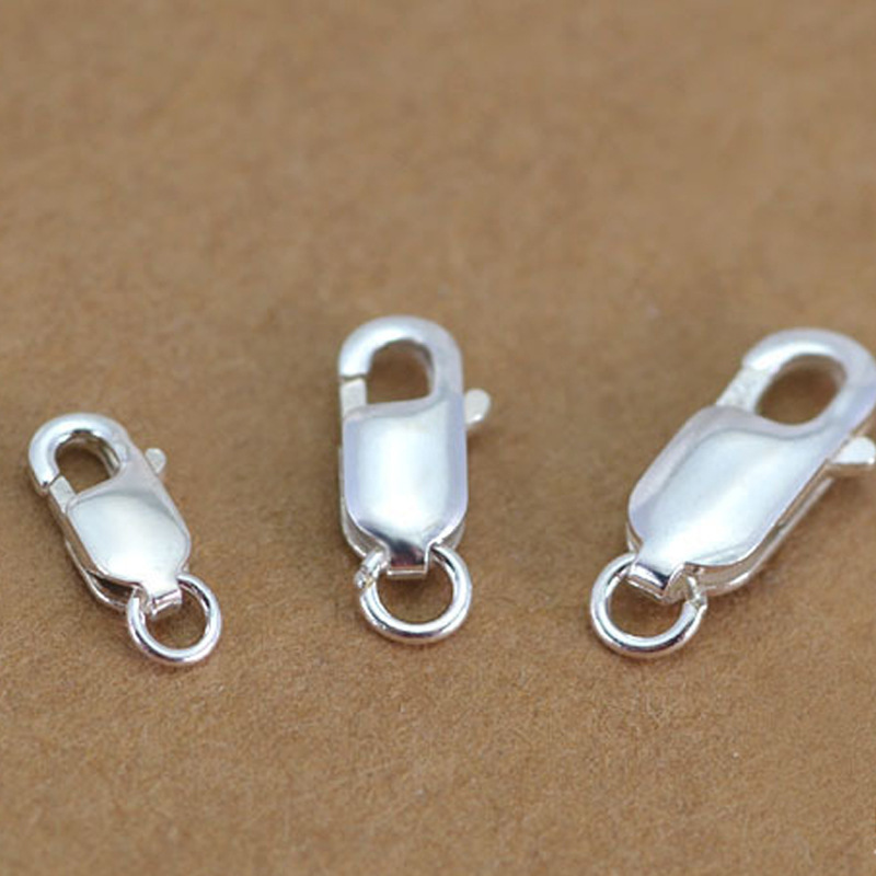 10pcs Genuine Real Solid 925 Sterling Silver Spring Lobster Clasps Hooks Claw Jewelry Making Findings Necklace Bracelet Buckle