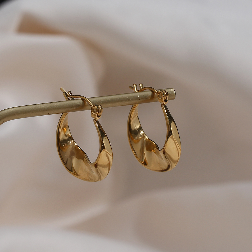 Vintage Irregular Hoop Earring 18k Gold Plated Stainless Steel Tarnish Free Wholesale Designer Inspired Earrings