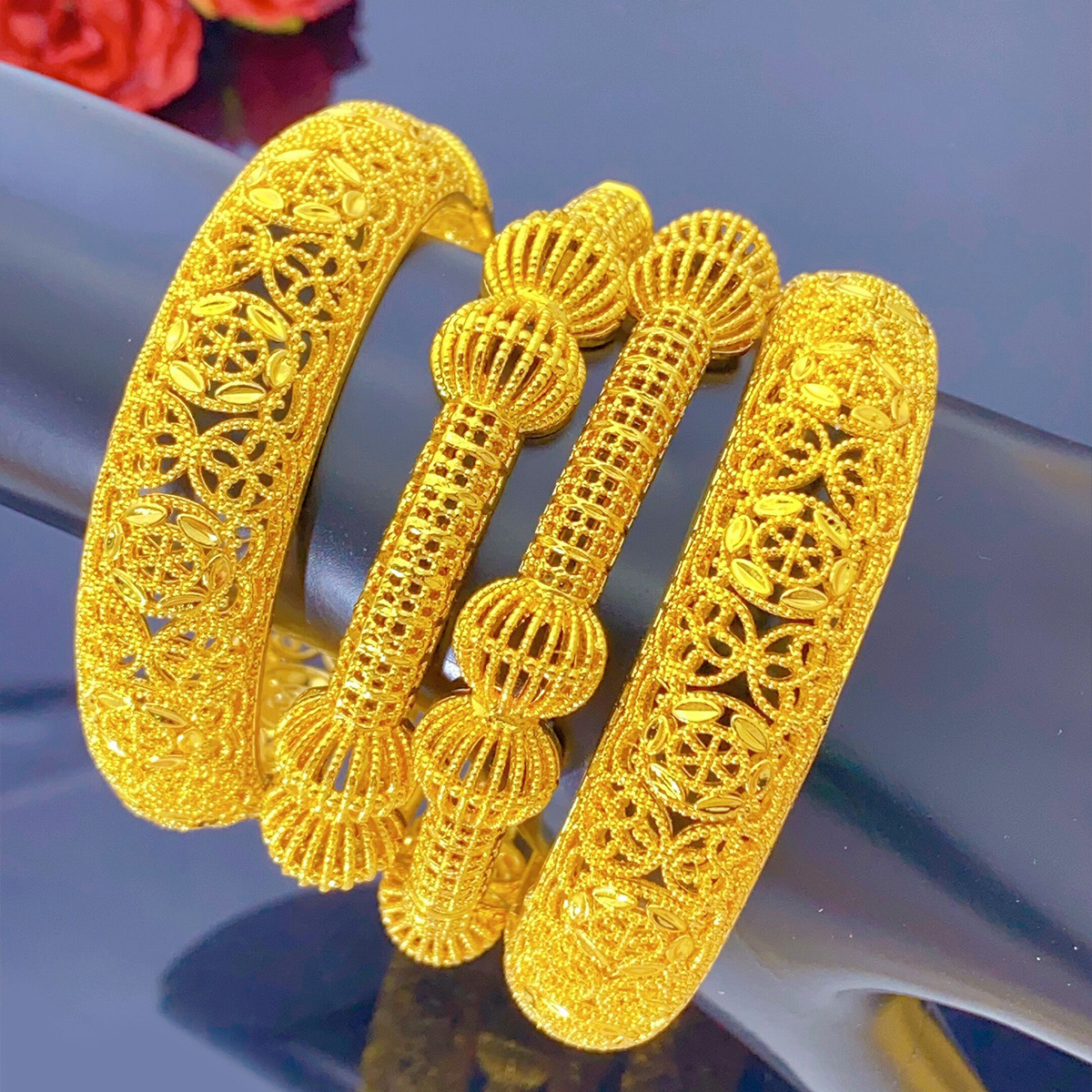 Fashion Vietnam 24K Gold Plated Wedding Bracelet Dubai Middle East Hollow Bracelet For Women Jewelry Wholesale