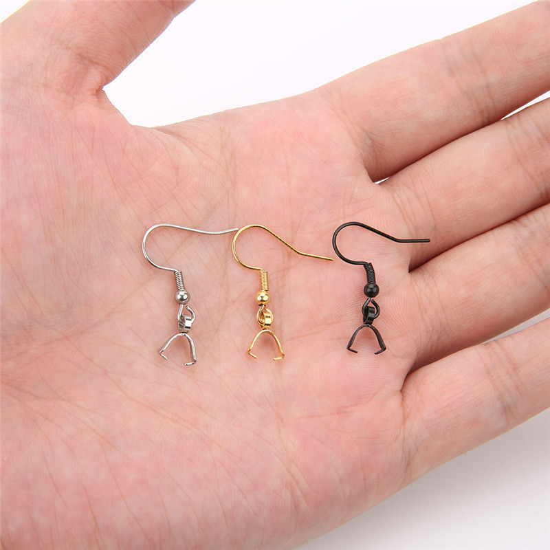 50pcs 27*20mm Stainless Steel Silver/gold/black color French Ear Wire Earring Hooks For DIY Jewelry Making Findings Material