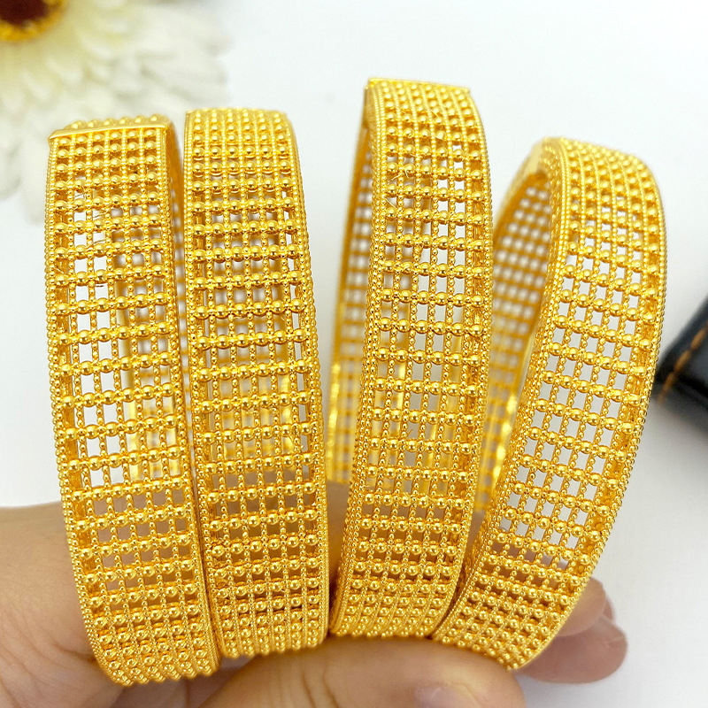 African Gold Color Bangles For Women Indian Middle Eastern Nigerian Wedding Luxury Plated Jewellery Brazilian Bangles