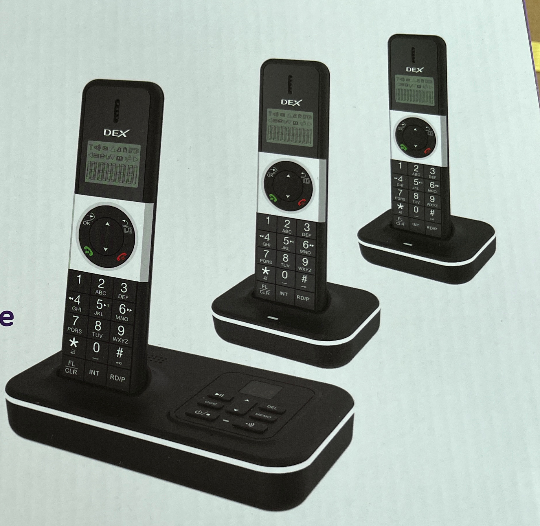 Desktop Digital Cordless Phone Triple handsets wireless telephone in one box DECT phone with Answering Machine Landline with