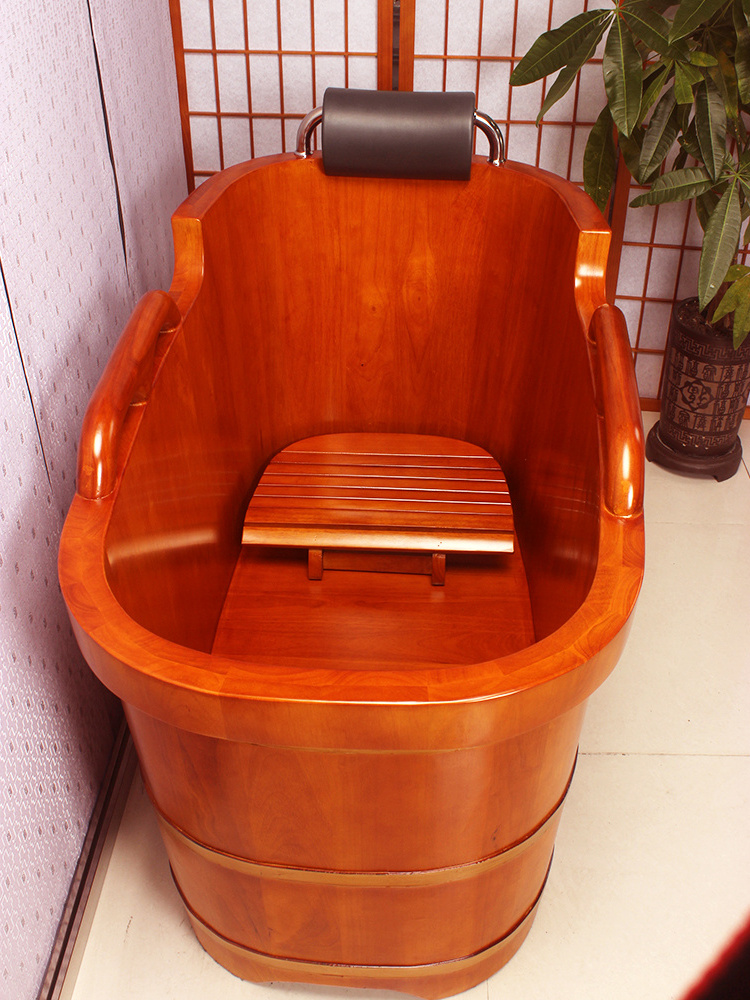 1.5M sauna spa wood hot bathtub for soaking fumigation oak wood tub barrels with steamer