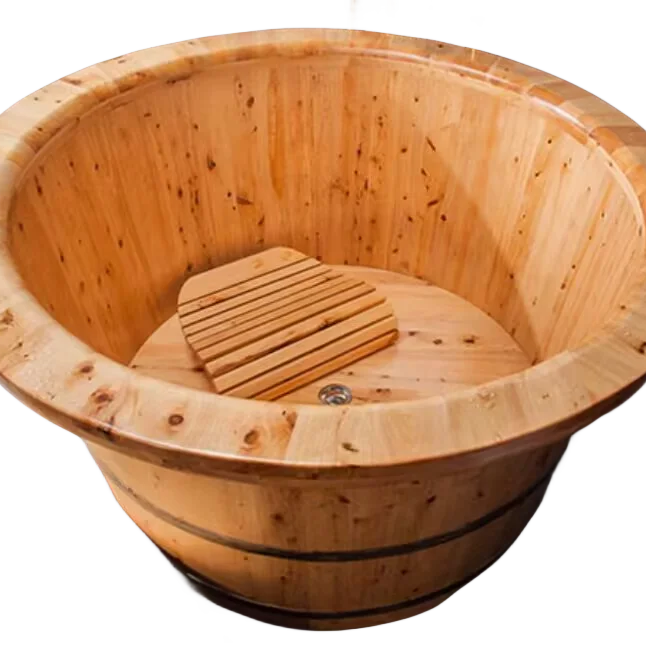 1.5M cedar wood bathtubs freestanding with wide edge handrail factory price new products with good quality