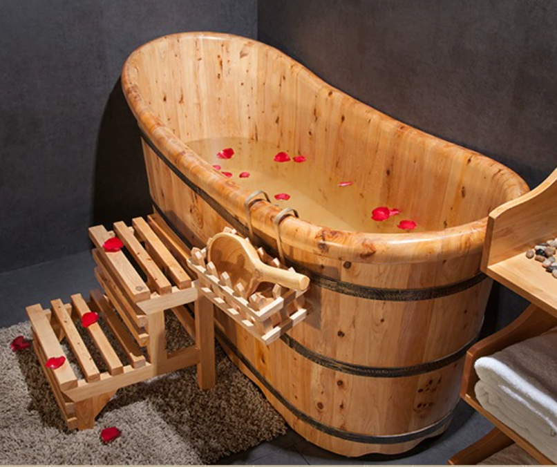 1.5M cedar wood bathtubs freestanding without tap factory price new products with good quality