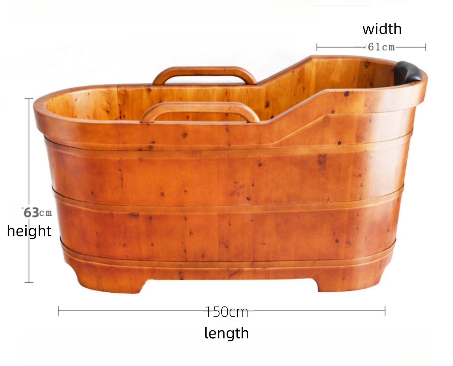 1.5M freestanding without hoop cedar wood bathtubs wood