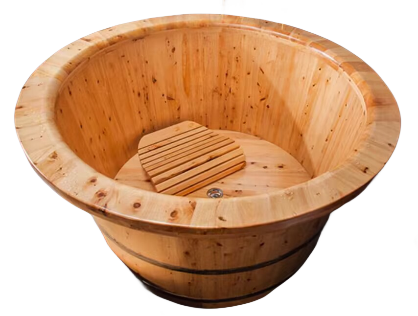 1.5M cedar wood bathtubs freestanding with wide edge handrail factory price new products with good quality