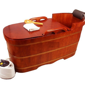 1.5M sauna spa wood hot bathtub for soaking fumigation oak wood tub barrels with steamer