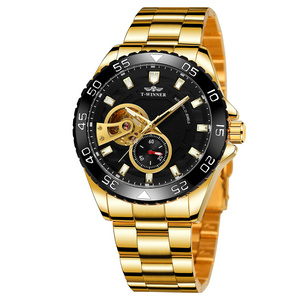 New China Gold T- winner Watch Male Wholesale Luxury Custom Stainless Steel Men Skeleton Mechanical Automatic Mens Wrist Watches