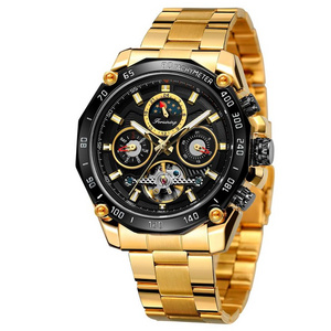 Luxury Water Resistant Stainless Steel OEM Man Automatic Mechanical Wristwatch Men s Multifunction Moon Phase Tourbillon Watch