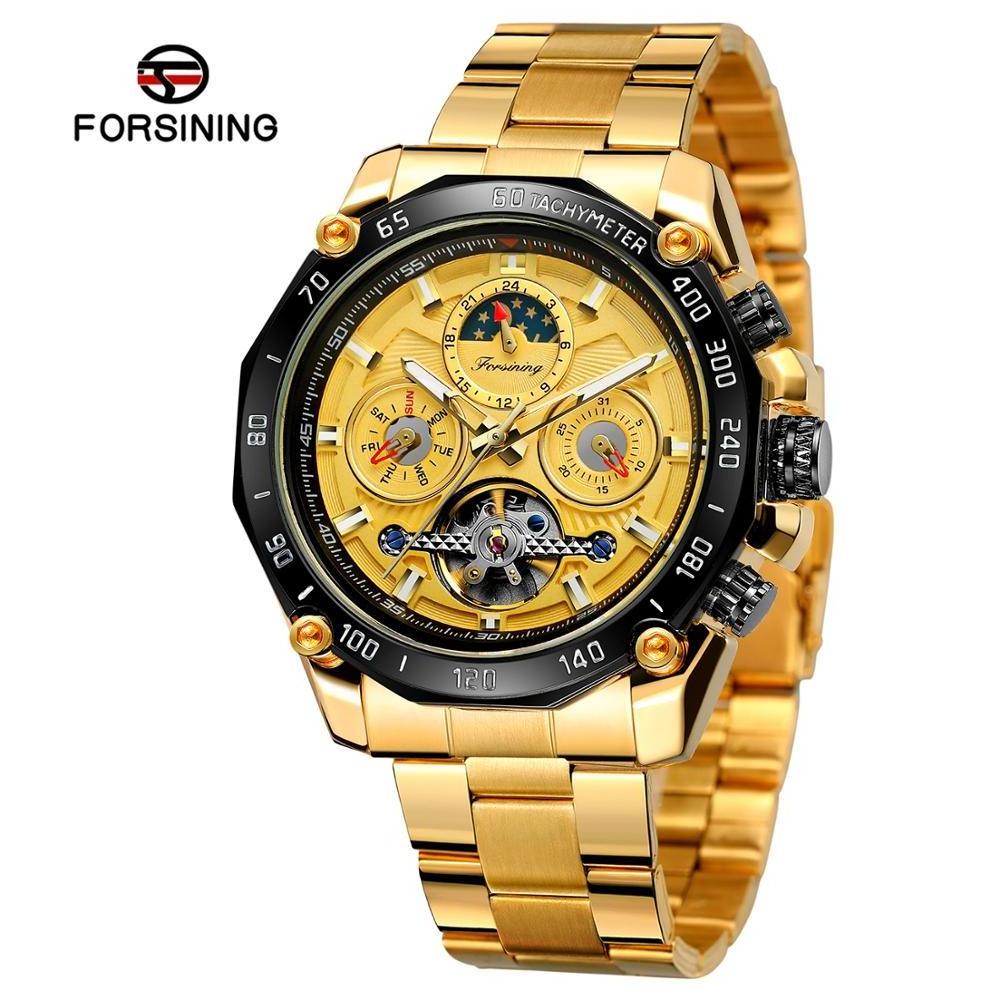 Luxury Water Resistant Stainless Steel OEM Man Automatic Mechanical Wristwatch Men s Multifunction Moon Phase Tourbillon Watch