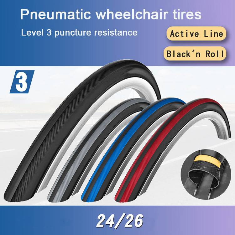 Customized Multifunctional Wheelchair Tire 24X1 3/8 Wheelchair Parts With Pneumatic Tires