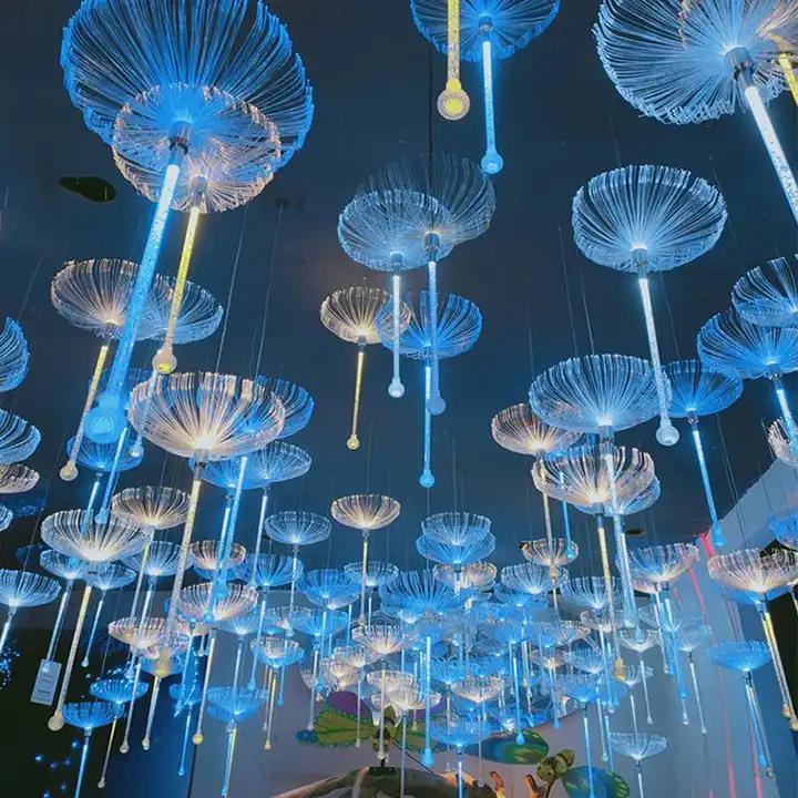 Fiber Optic Atmosphere Jellyfish Light Elf Night Scene Decoration Festive Hanging Tree Lamp LED Outdoor Garden Light