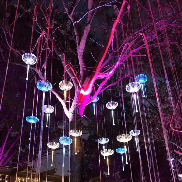 Fiber Optic Atmosphere Jellyfish Light Elf Night Scene Decoration Festive Hanging Tree Lamp LED Outdoor Garden Light