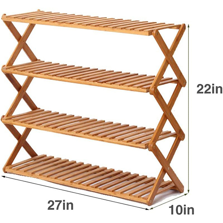 Natural Bamboo Wood Texture Best Gift The Texture Is Strong Folding Shoe Rack