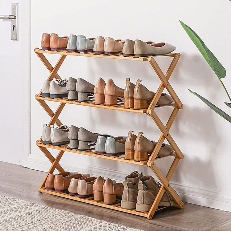 Natural Bamboo Wood Texture Best Gift The Texture Is Strong Folding Shoe Rack