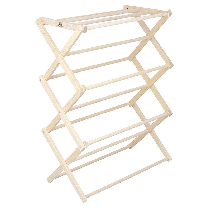 Top Quality Tall Folding Drying Storage Rack Bamboo Clothes Rack Wood Hanger Storage Holders & Racks