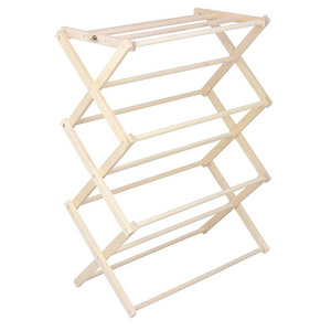 Top Quality Tall Folding Drying Storage Rack Bamboo Clothes Rack Wood Hanger Storage Holders & Racks