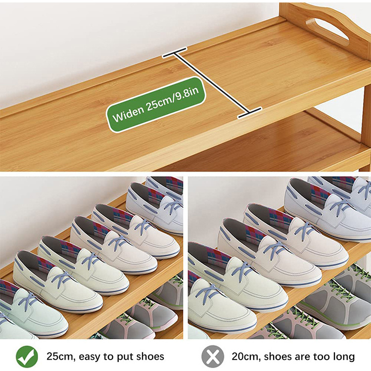 Outstanding Quality Bamboo Solid Wood Customized Adjustable Shoe Rack Shoe Cabinet Entryway Shoe Shelf