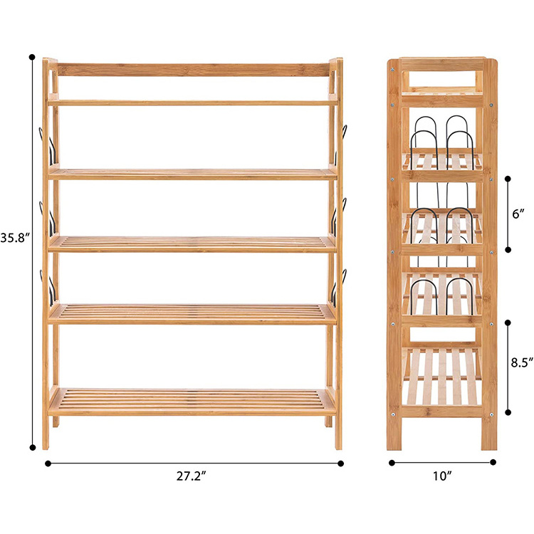 High Quality Bamboo Shoe Shelf Storage Rack Entryway Organizer for Hallway Living Room Easy Assemble