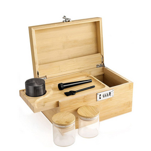 Smell Proof Wooden Smoking Accessories Kit Bamboo With Rolling Tray Manufacturer Supplier Organizer Storage Box