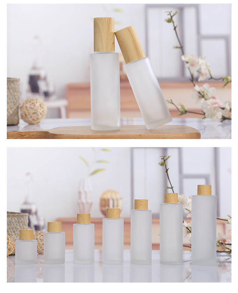 20ml30ml40ml50ml60ml80ml100ml120ml Cosmetic Empty Cheap Frosted Glass Spray And Lotion Bottle With Bamboo Cap