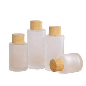 20ml30ml40ml50ml60ml80ml100ml120ml Cosmetic Empty Cheap Frosted Glass Spray And Lotion Bottle With Bamboo Cap