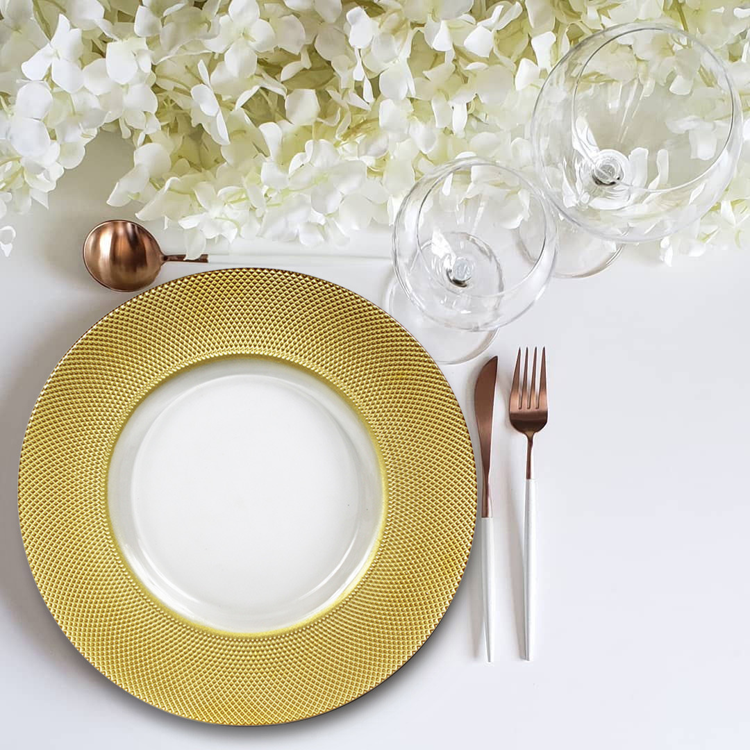 Factory Wholesale tableware ceramic dinner plate european style glass gold rim transparent creative fruit charger  plate