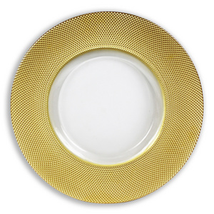 Factory Wholesale tableware ceramic dinner plate european style glass gold rim transparent creative fruit charger  plate