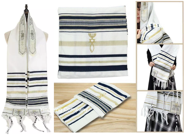 Muslim Israel 50*180cm polyester jewish prayer shawl Kosher Talit deJewish Tallit prayer scarves