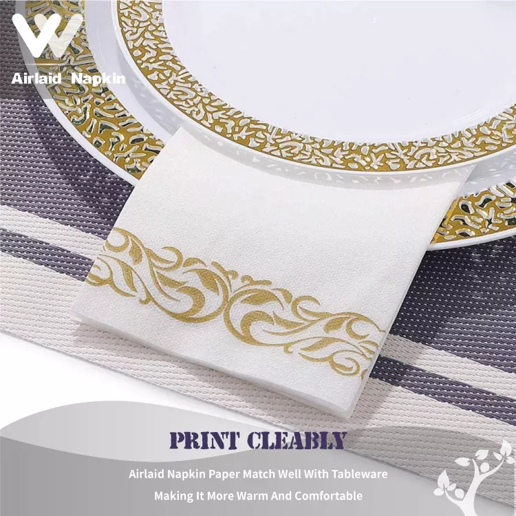 White Paper Napkin Airlaid With Custom Logo Cloth Like Linen Feel Restaurant Airlaid Paper Napkins Dinner Paper Napkins Tissue