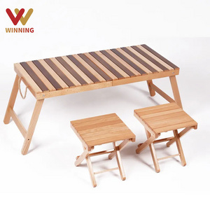 Folding Camping Tables And Chairs Set Portable Outdoor Camp Furniture Wooden With Storage Bag For Travel Picnic Garden