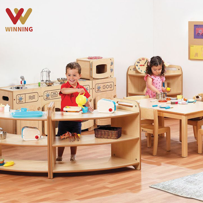 Cheap Daycare Supplies Furniture Table And Chairs Set Wooden Montessori Nursery School Kitchen Set For Classroom Furniture