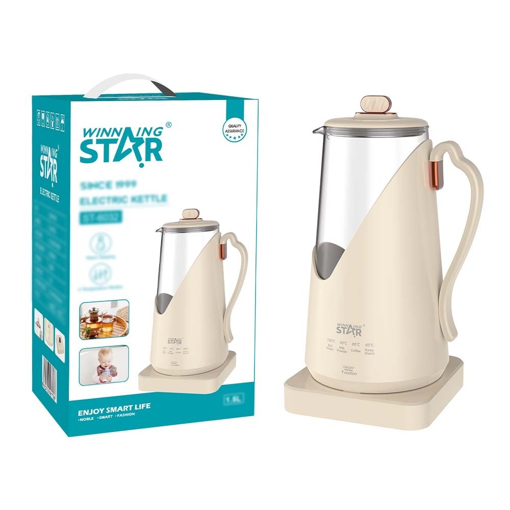 WINNING STAR ST-6032 1.5L Electric Teapot 1500W Stainless Steel Kettle  Temperature Control Electric Water Kettle