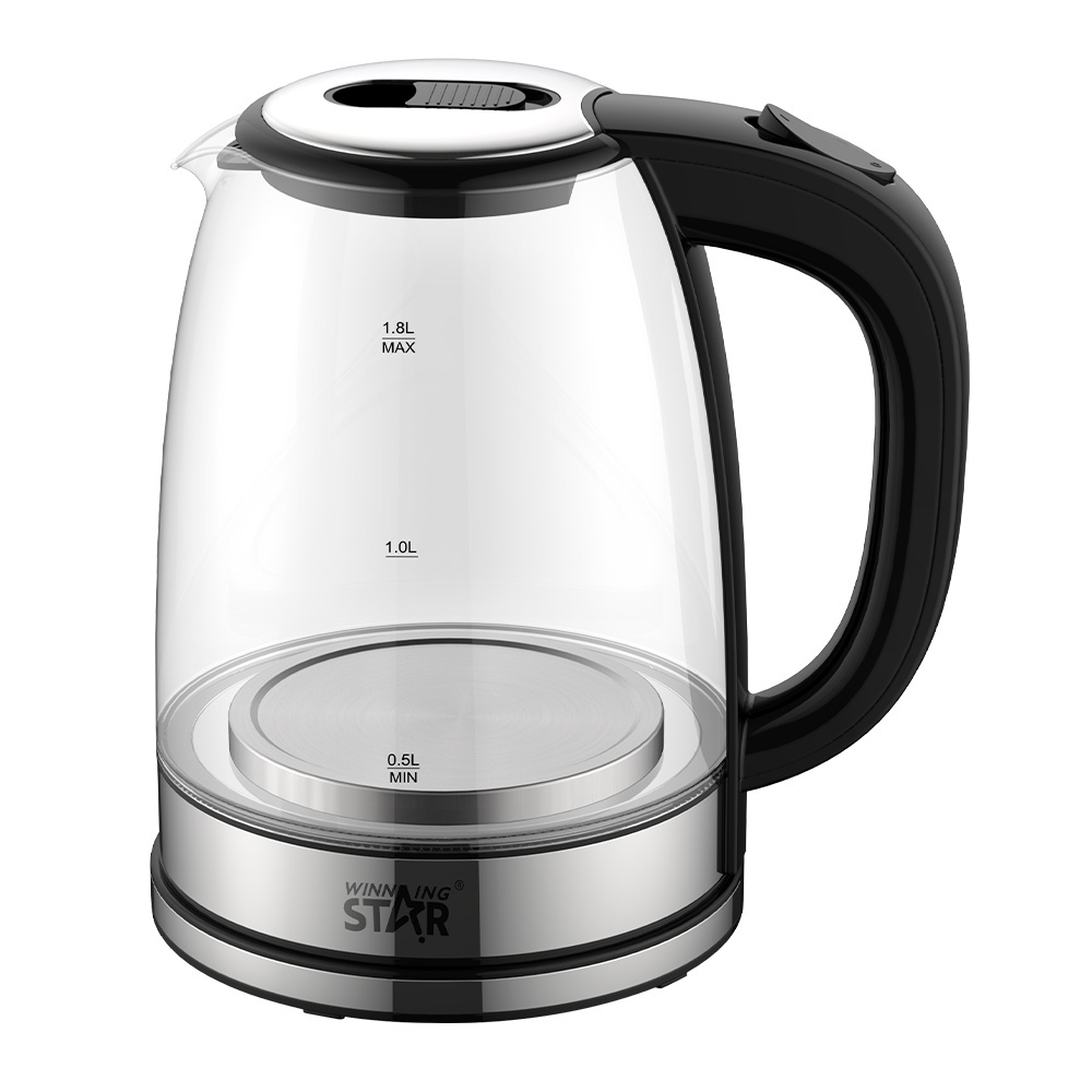 WINNING STAR Water Boiling Dry Burning Power Cut Kettle ST-6017 1.8L 1500w Pp Glass Plastic Travel Electric Hot Water Kettle