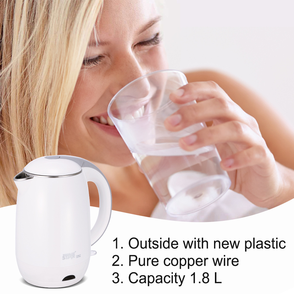 WINNING STAR White Color 1800w Hot Sales ST-6001 Travel 2l Boiling Water Tea Portable Electric Kettle