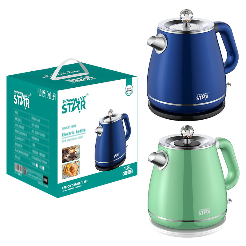 WINNING STAR 1.8L BS Plug Temperature Control Kettle ST-6016 304 Stainless Steel Electric Double Layer Kettle