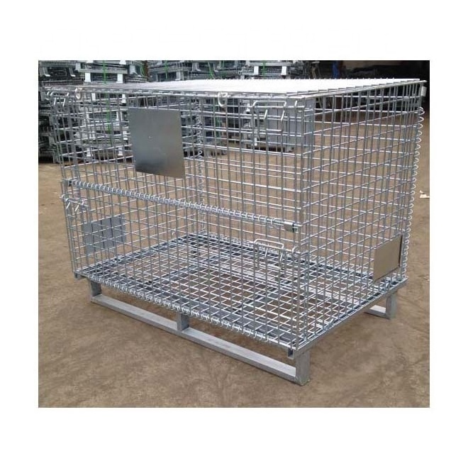 Hot-dip Galvanized Wire Mesh Pallet Cage with Wooden Pallet