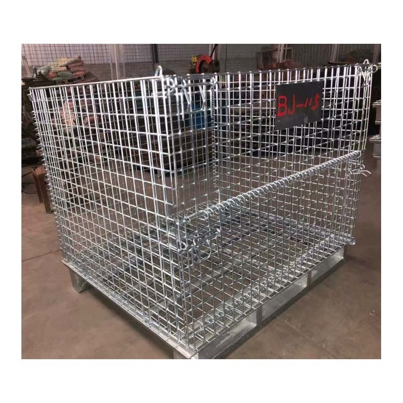 Hot-dip Galvanized Wire Mesh Pallet Cage with Wooden Pallet