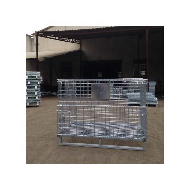 Hot-dip Galvanized Wire Mesh Pallet Cage with Wooden Pallet