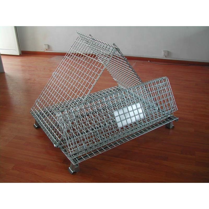 Hot-dip Galvanized Wire Mesh Pallet Cage with Wooden Pallet