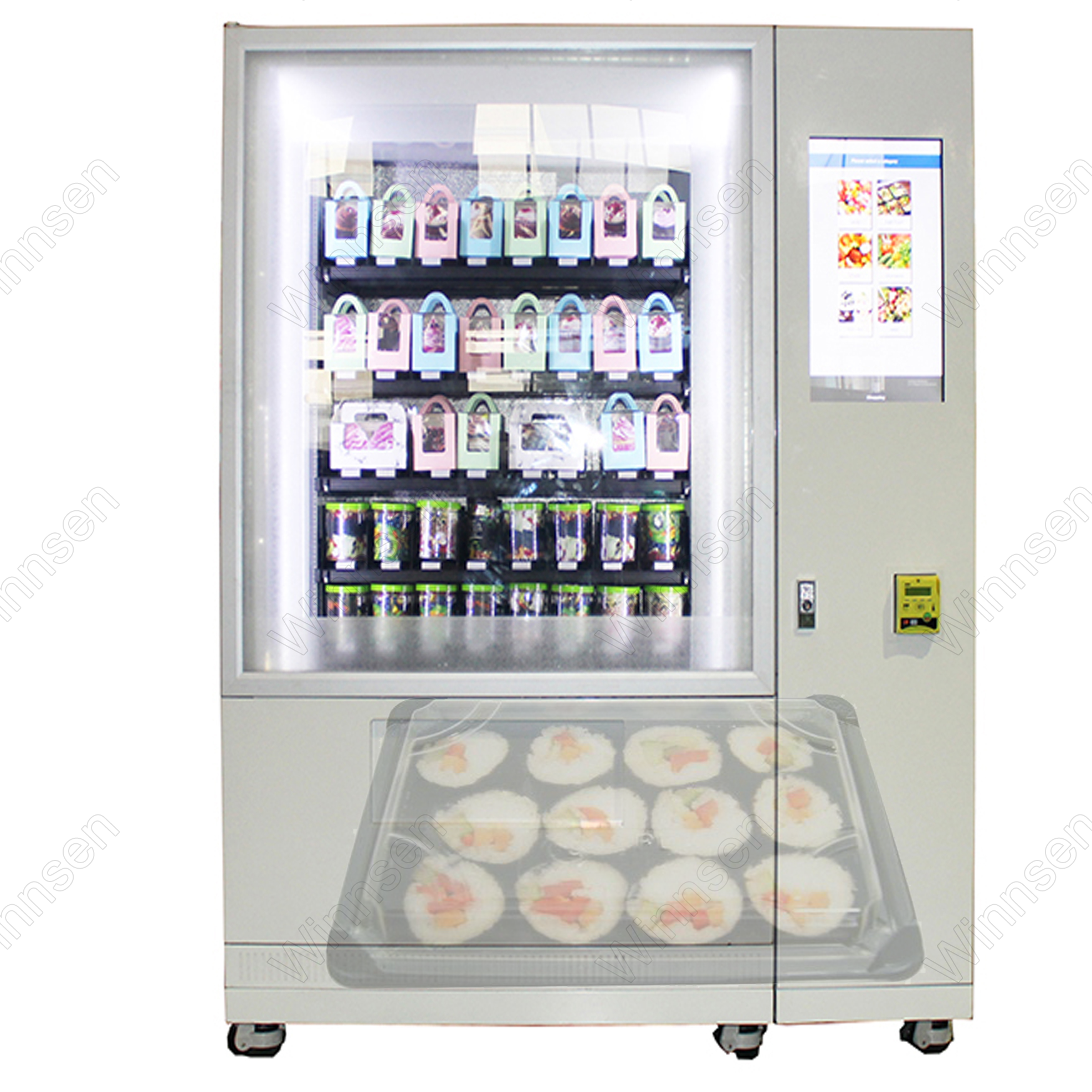 Smart  automatic refrigerator vegetable salad sandwich cupcake sushi vending machine with remote management