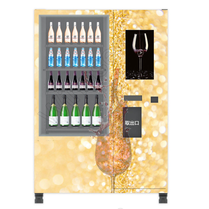 Smart combo wifi custom  bar cocktail champagne wine  bottle glass beer vending machine with refrigerator